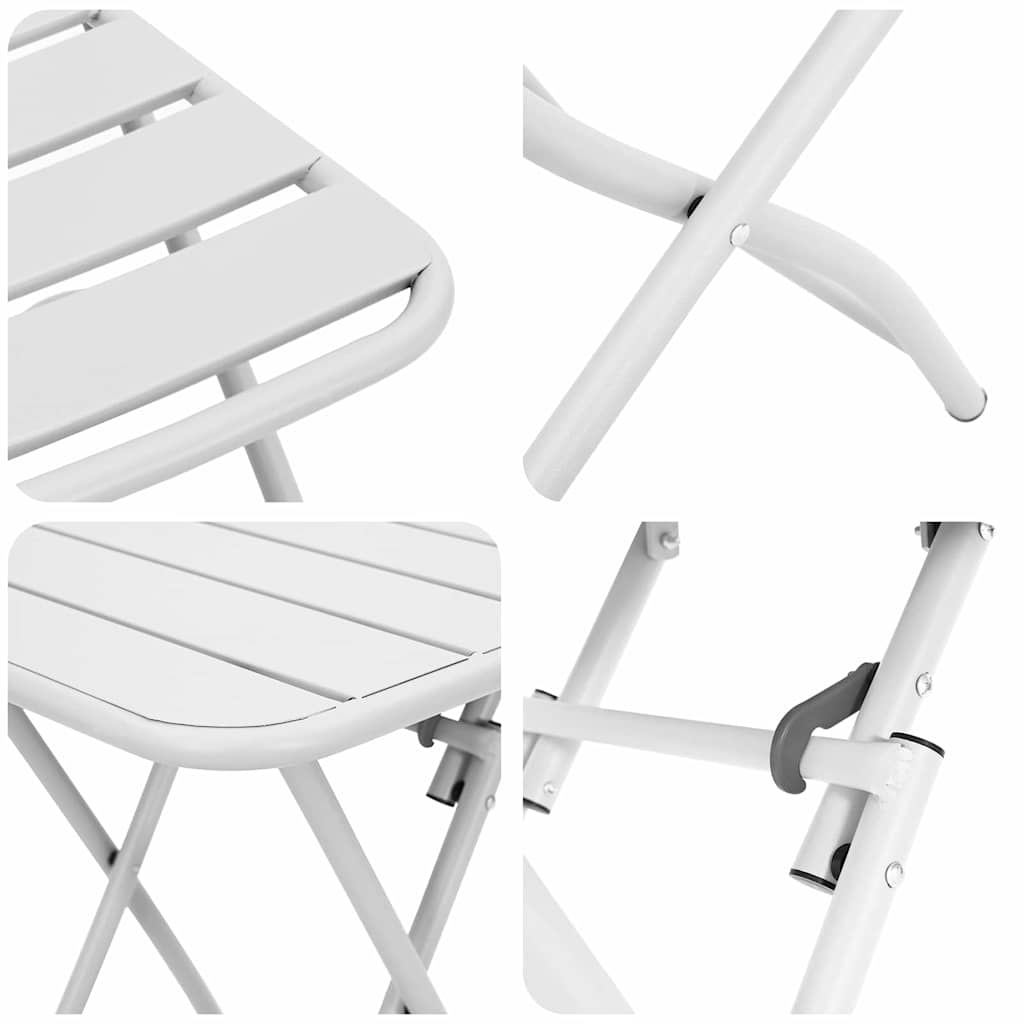 Bistro Set 3 pcs White Steel